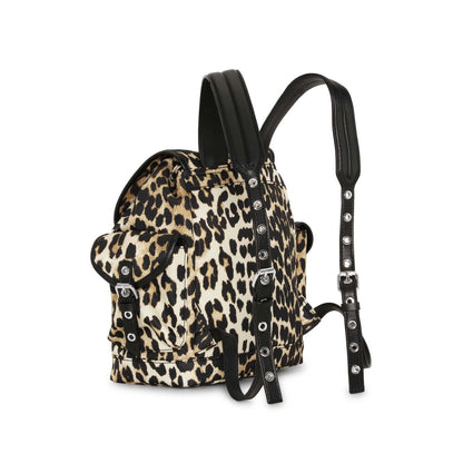 Ganni Leopard Small Nylon Bucky Backpack Backpacks