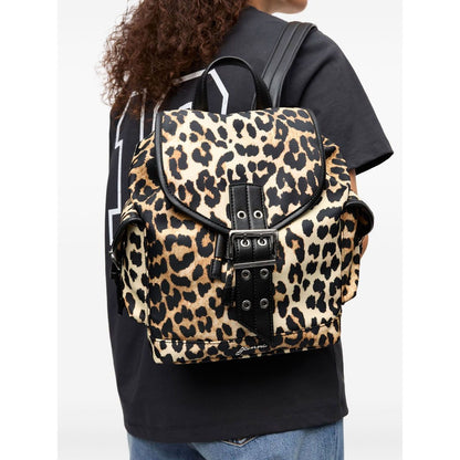 Ganni Leopard Small Nylon Bucky Backpack Backpacks