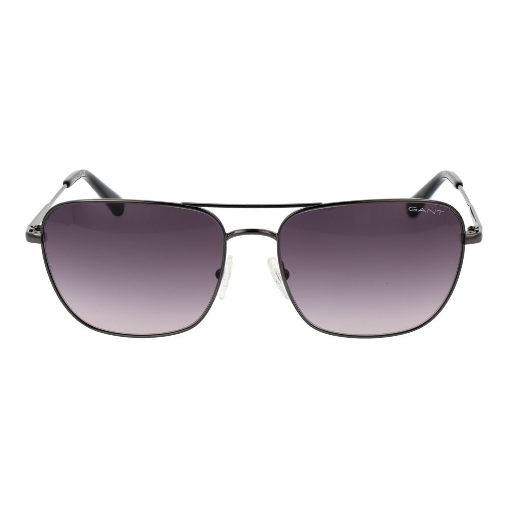 Gant Gray Men Sunglass with grey full-rim metal frame, green polarized lenses, 54-19-140 size, 100% UVA/UVB protection, square style.