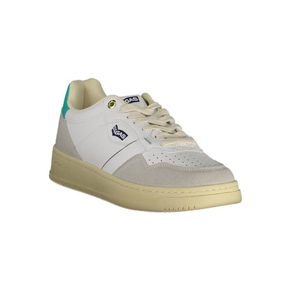 Gas White Artificial Leather Women Sneaker with contrasting details and iconic Gas logo, crafted for comfort and style.