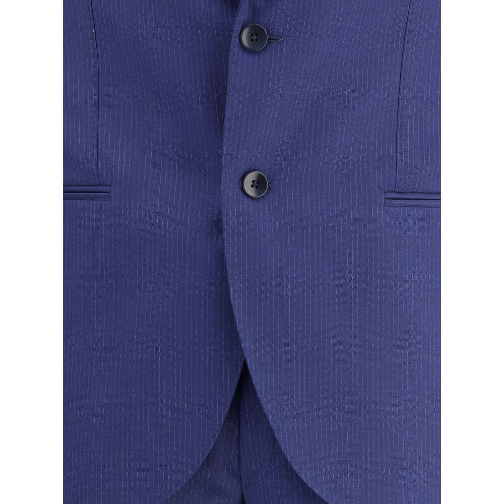 Gi Capri Blue Fleece Wool Suits And Blazer with single-breasted button and welt pockets detail