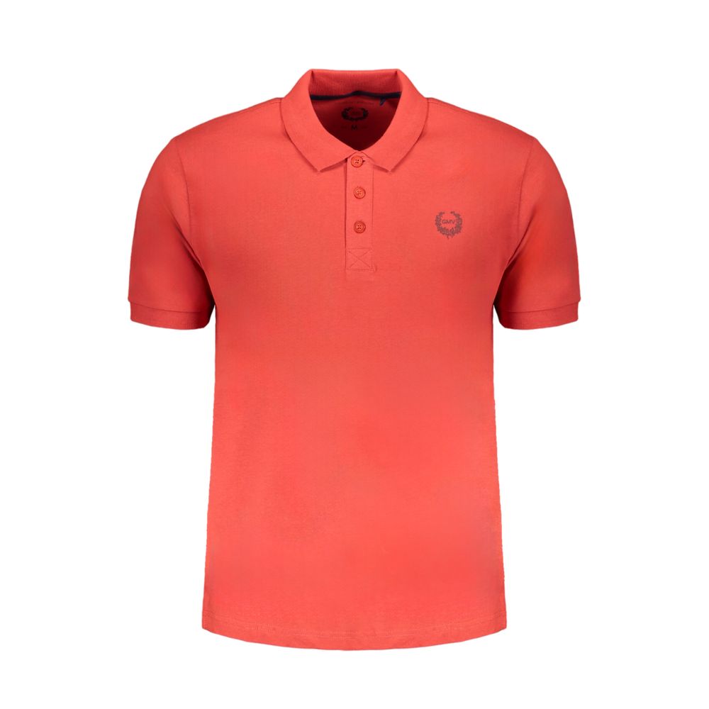 Gianmarco Venturi Red Cotton Polo Shirt with short sleeves, 3 buttons, and contrast embroidery logo