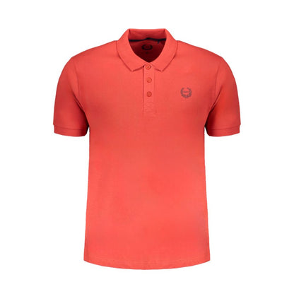 Gianmarco Venturi Red Cotton Polo Shirt with short sleeves, 3 buttons, and contrast embroidery logo