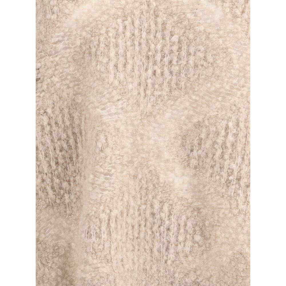 Texture of Giorgio Armani Cream Cashmere Cashmere Sweater showcasing the intricate knit and luxurious fabric blend.