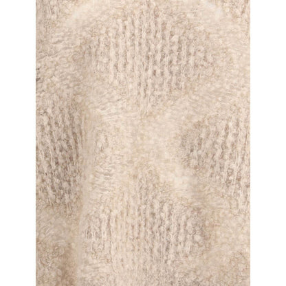 Texture of Giorgio Armani Cream Cashmere Cashmere Sweater showcasing the intricate knit and luxurious fabric blend.