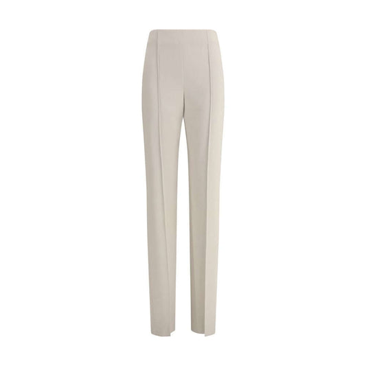 Giorgio Armani Gray Viscose Casual Pants featuring high waist and side pockets. Iconic viscose fabric for modern sporty style.