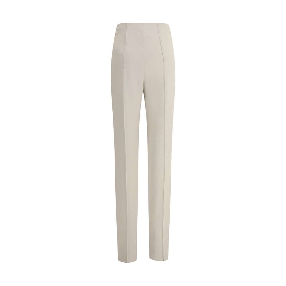 Giorgio Armani Gray Viscose Casual Pants with high waist, side pockets, and sleek seams, crafted for an elegant, sporty look.