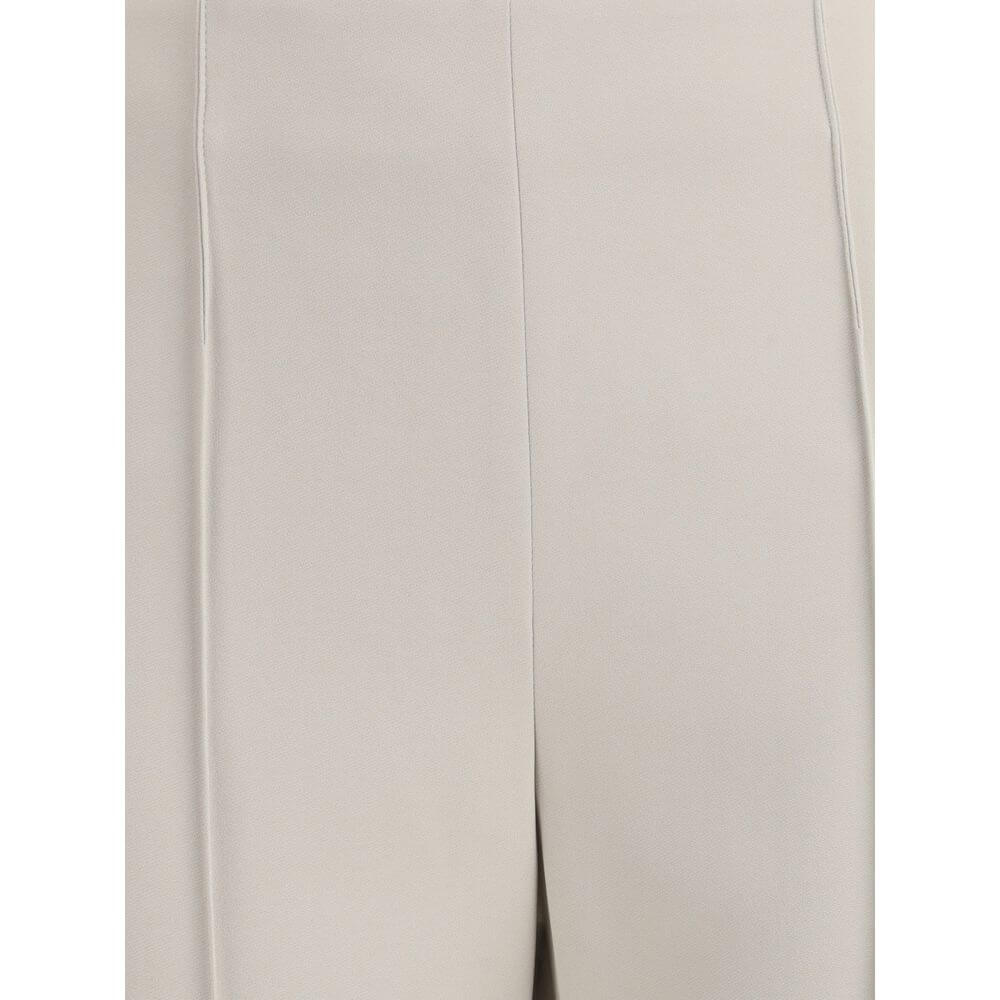 Close-up of Giorgio Armani Gray Viscose Casual Pants showing vertical seams and fine viscose cady fabric details.