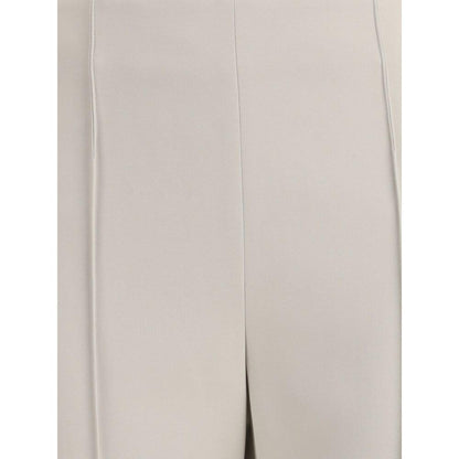 Close-up of Giorgio Armani Gray Viscose Casual Pants showing vertical seams and fine viscose cady fabric details.