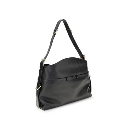 Givenchy Black Calf Leather Bos Taurus Shoulder Bag with adjustable strap and gold-tone details.