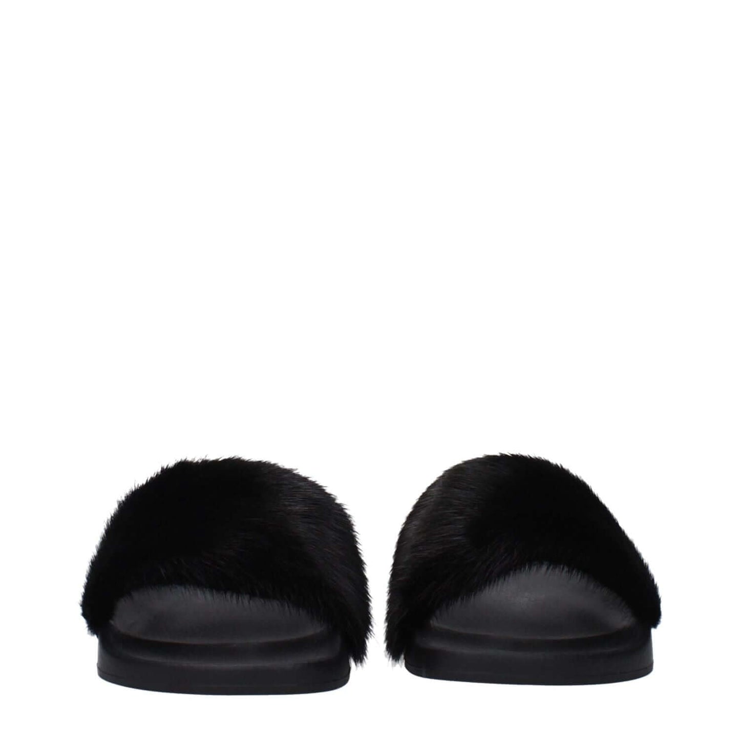Givenchy Black Cotton Slippers with open toe and rubber sole, featuring side logo. Casual style, low flat heel, MPN BE08209806001.