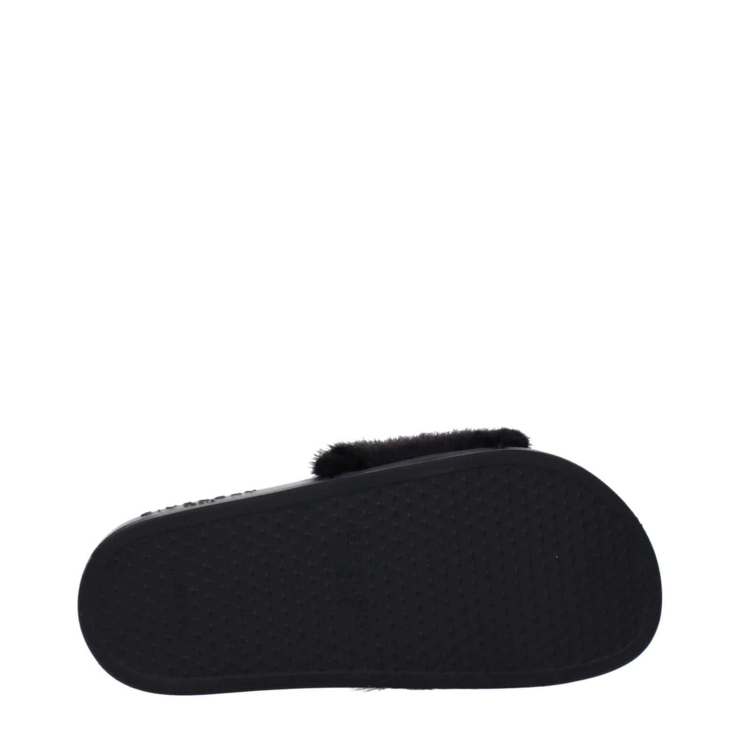 Givenchy Black Cotton Slippers with rubber sole, side logo, open toe, and low flat heel. MPN BE08209806001, casual style footwear.