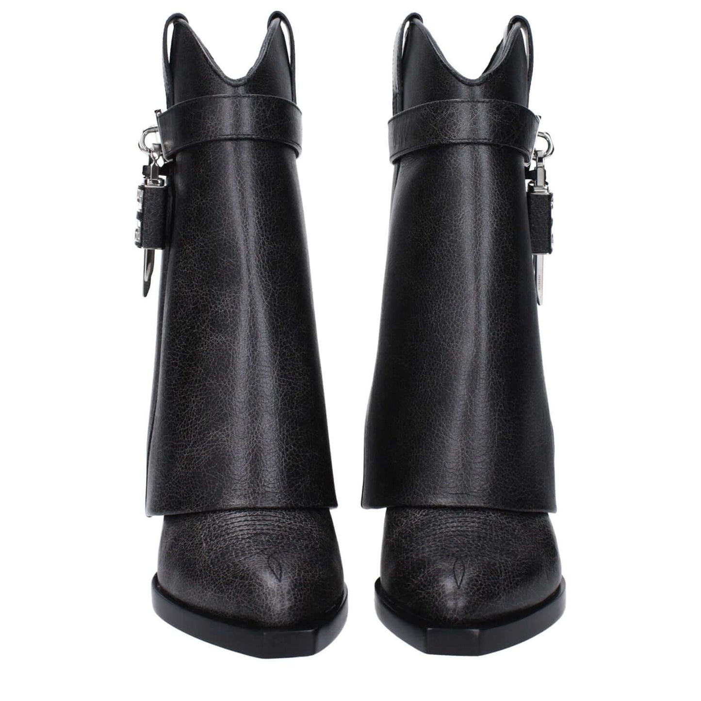 Givenchy Black Leather Ankle Boots with wedge heel and vintage effect