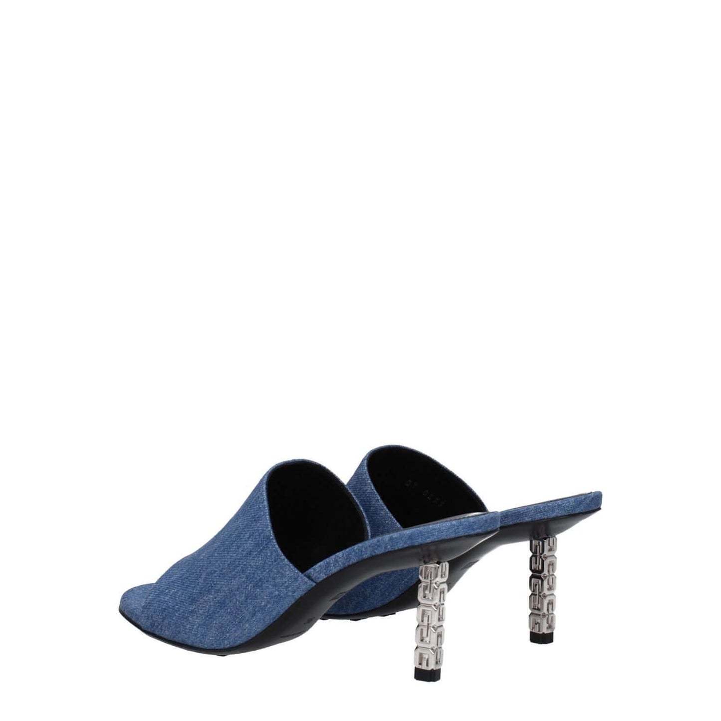 Givenchy Blue Fabric Platform Sandals with denim secondary color, leather sole, mid heels, and open toe design, MPN BE3083E1TM420.