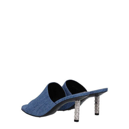 Givenchy Blue Fabric Platform Sandals with denim secondary color, leather sole, mid heels, and open toe design, MPN BE3083E1TM420.