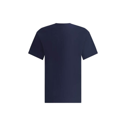 Back view of navy Givenchy Logo T-Shirt with regular fit, ribbed crew neck, made of 100% cotton, showing modern and graphic design.