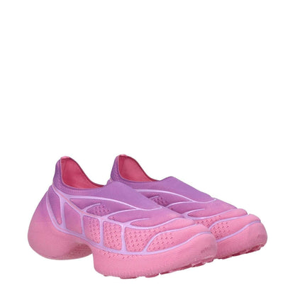Givenchy Pink Fabric Sneakers with violet accents and rubber sole, featuring a 3.5 cm mid heel and round toe design.