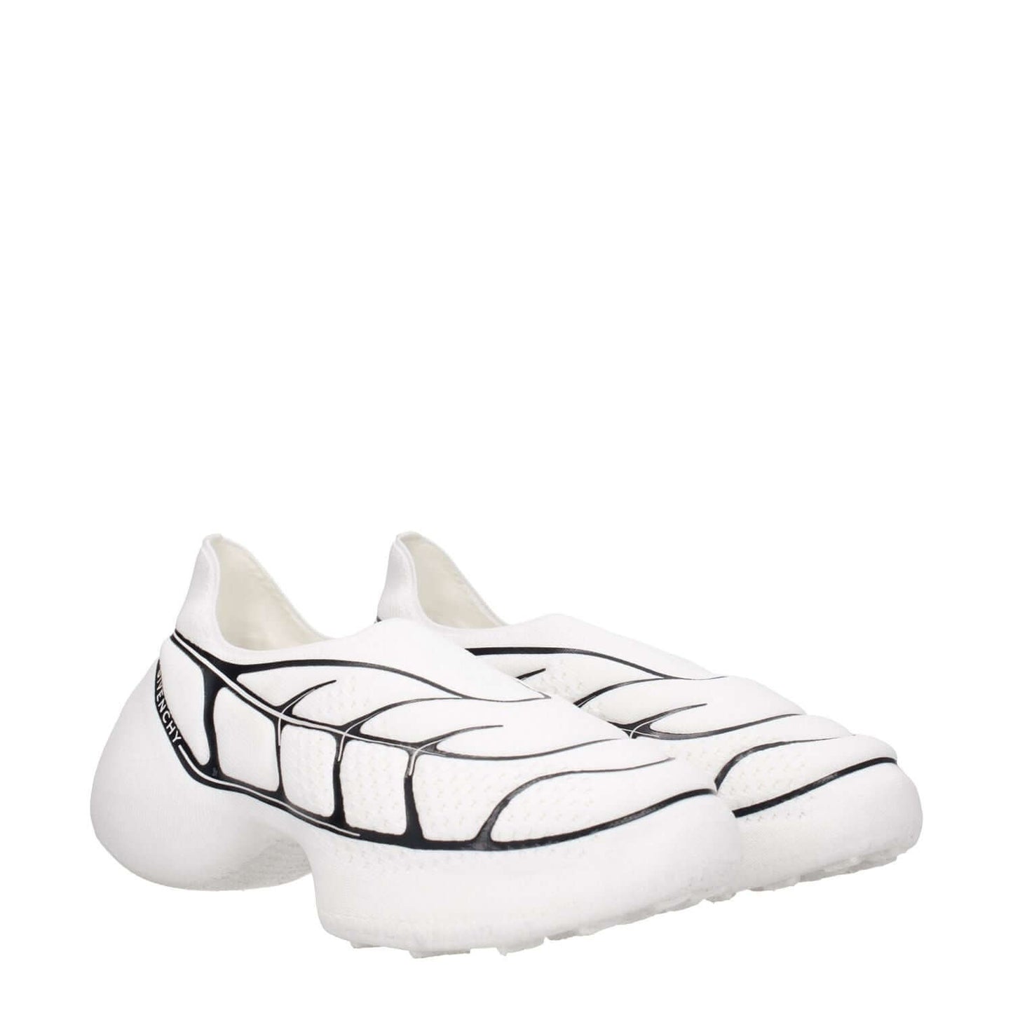 Givenchy White Fabric Low Top Sneakers with side logo and round toe design