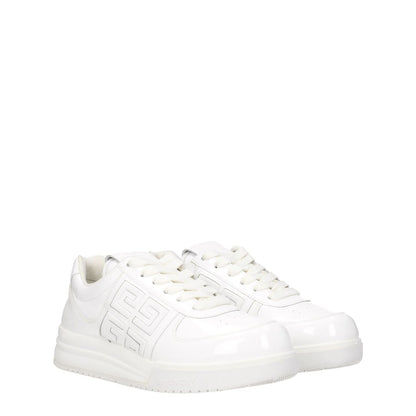 Givenchy White Leather Low Top Sneakers with logo details, lace-up closure, and rubber sole. Casual style, round toe design. MPN BE0030E1QQ100.