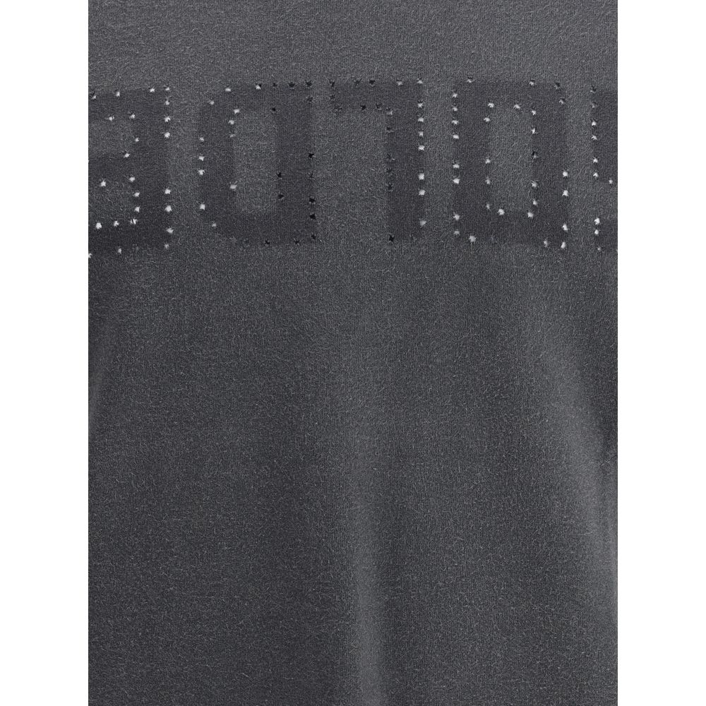 Golden Goose Gray Cotton T-Shirt with vintage worn effect and perforated iconic monogram detail.