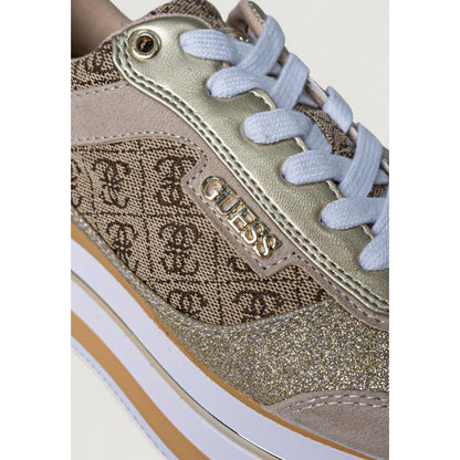 Guess Beige Polyester Platform Sneakers Guess