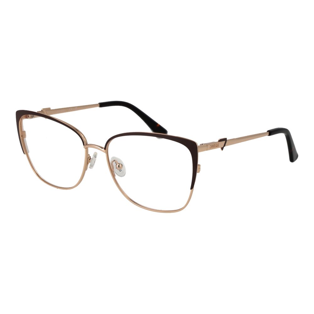 Guess Brown Metal Glasses (Frames) full-rim butterfly style for women with demo lenses. Includes branded case.