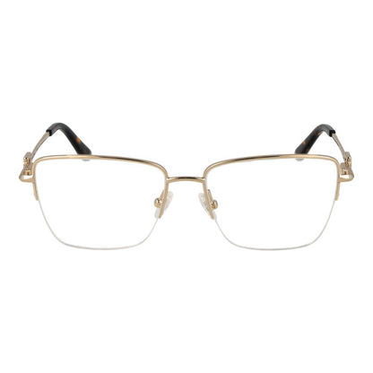 Guess Gold Metal Glasses (Frames) for women, half-rim rectangle style, gold metal frame with demo lenses, includes branded case.
