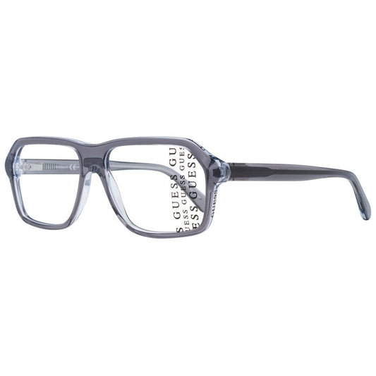 Guess Gray Plastic Glasses (Frames) for men with full-rim rectangular design, grey color, spring hinge, and branded case included.