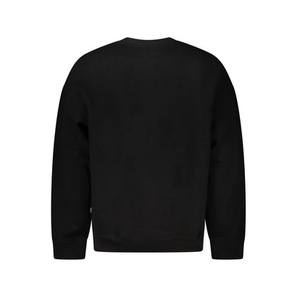 Back view of Guess Jeans Black Cotton Men Sweater showcasing classic crew neck and long sleeves.
