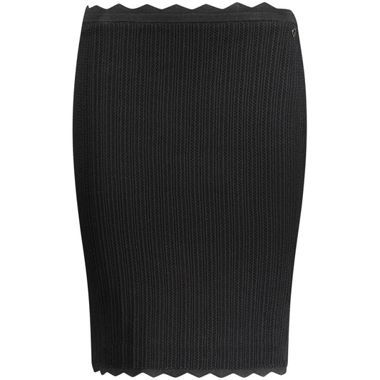 Alt Tag: Guess Jeans Black Viscose Skirt with elastic waist and contrasting details
