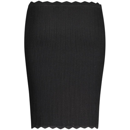 Guess Jeans Black Viscose Skirt with elastic waist and contrasting details
