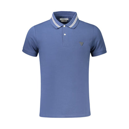 Guess Jeans Blue Cotton Polo Shirt, short sleeve, extra slim fit with contrasting details and logo application.