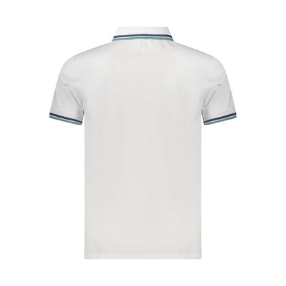 Back view of Guess Jeans White Cotton Men Polo Shirt showcasing contrasting details.