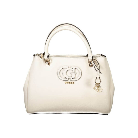 Guess Jeans White Polyethylene Women Handbag with iconic logo and detachable strap