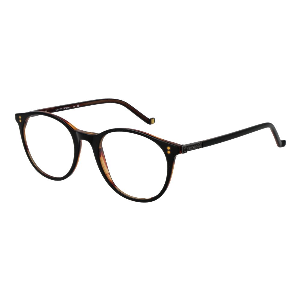 Hackett Black Plastic Glasses (Frames) for men, full-rim round style, black plastic frame, 50-19-150 size, demo lenses included.