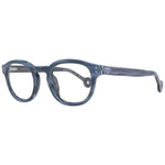 Hally & Son Blue Unisex Glasses Frame, full-rim round style, plastic material, demo lenses, 49-24-145 size, with branded case.