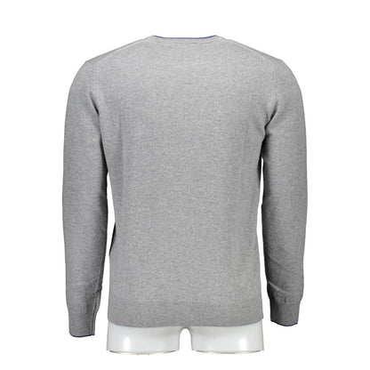 Back view of Harmont & Blaine Brown Wool Men Sweater, showcasing its elegant design and craftsmanship. Ideal for a stylish wardrobe addition.