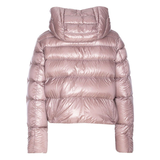 Herno Coats Lilac rose pink padded jacket with hood, long sleeves, zip fastening, and zip pockets, made from nylon down material.