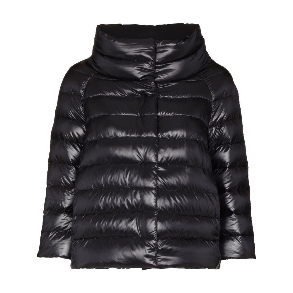 Herno Jackets Black Sofia nylon cape, stylish black padded jacket for women, luxurious and warm outerwear.