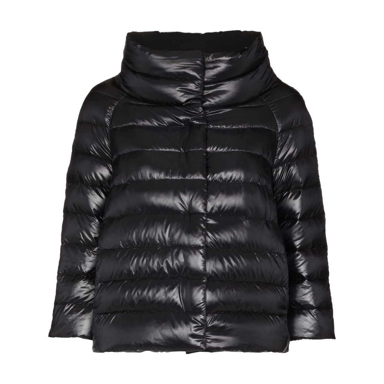 Herno Jackets Black Sofia nylon cape, stylish black padded jacket for women, luxurious and warm outerwear.