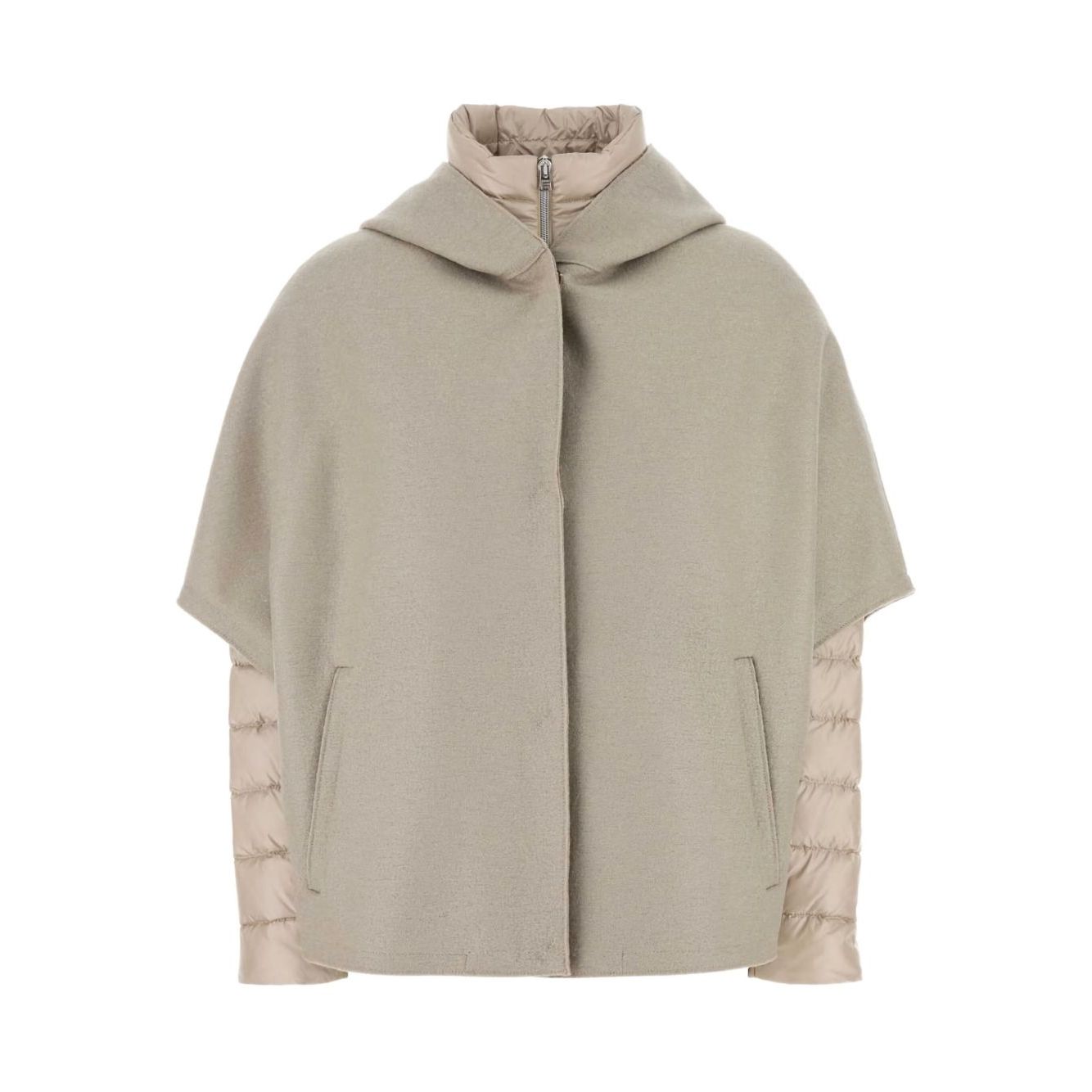 Herno Jackets Powder long-sleeved cape with high neck and zip fastening, stylish padded design.