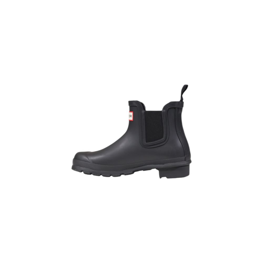 Hunter Black Recycled Polyester Ankle boots for women, short waterproof design with adjustable buckle, eco-friendly fashion footwear