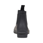 Hunter Black Recycled Polyester Ankle boot with adjustable buckle, back view showcasing waterproof design.