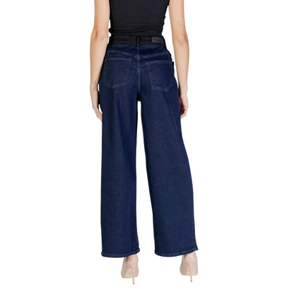 ICHI Blue Cotton Casual Pants