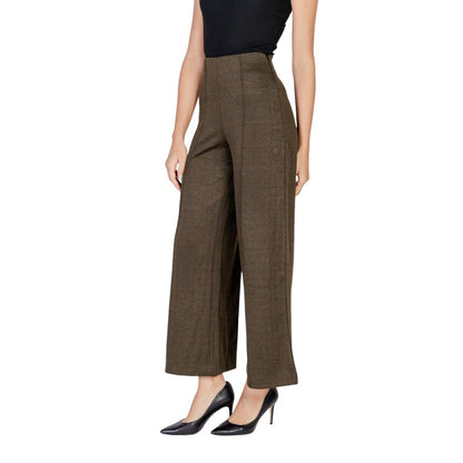 ICHI Green Polyester Casual Pants