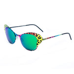 Italia Independent Multicolor Metal Sunglasses with green lenses and colorful leopard print frame
