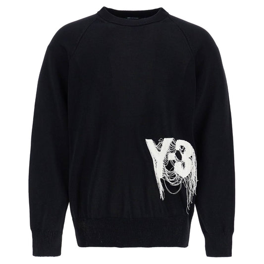 Y-3 black recycled polyester sweater with embroidered logo Knitwear Y-3 Black