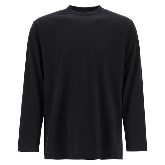 Y-3 long sleeve black cotton t-shirt with men's graphic Topwear Y-3 Black