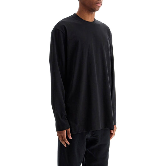 Y-3 long sleeve black cotton t-shirt with men's graphic Topwear Y-3 Black