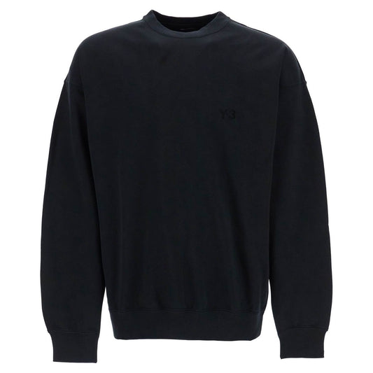 Y-3 black cotton crewneck sweatshirt with tone-on-tone logo Topwear Y-3 Black